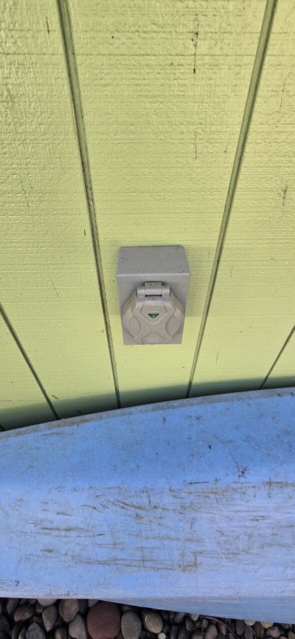 Generator power inlet box installed on the exterior wall of a home, Clark County WA